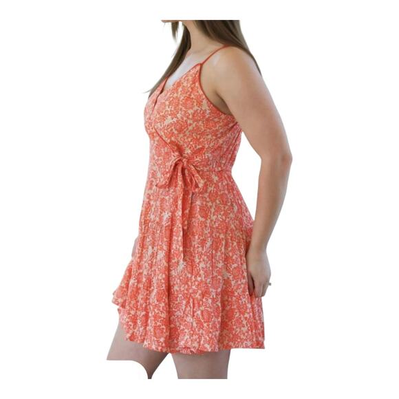 Band of The Free Multi‎ Tiered Floral Wrap Babydoll Mini Dress Womens Medium - Picture 3 of 11